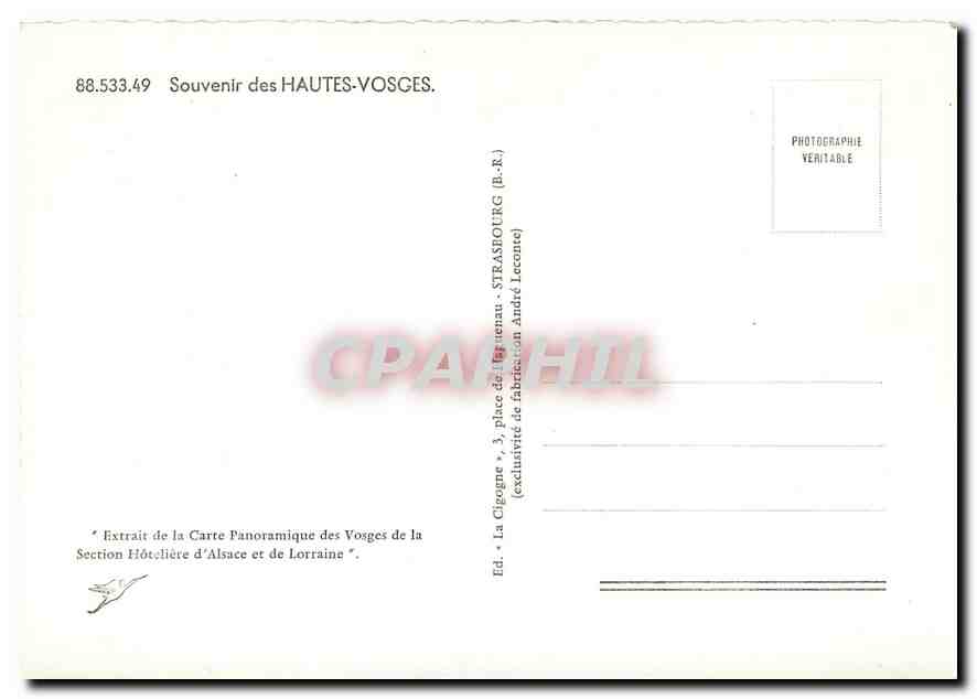 CPM Souvenir des Hautes Vosges  — Rückseite