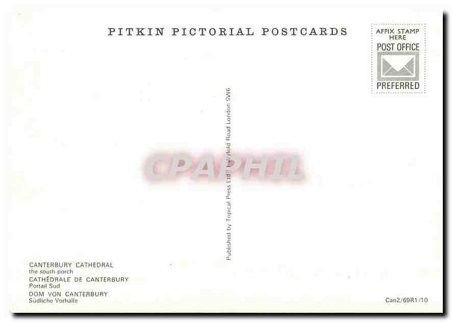 CPM Cathedrale de Canterbury Portail Sud  — Rückseite