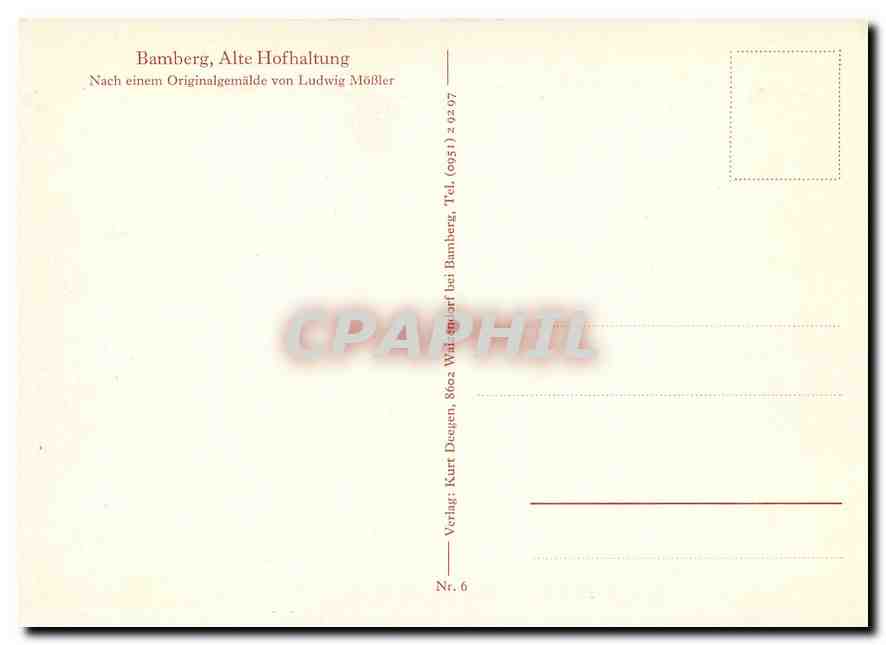 CPM Bamberg Alte Hofhaltung Nach einem Originalgemalde von Ludwig Mossler  — Back