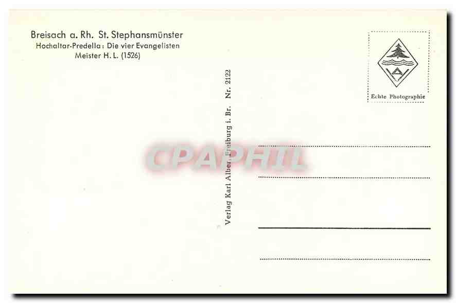 CPM Breisach a Rh St Stephansmunster Hochaltar Predella Die vier Evangelisten  — Rückseite