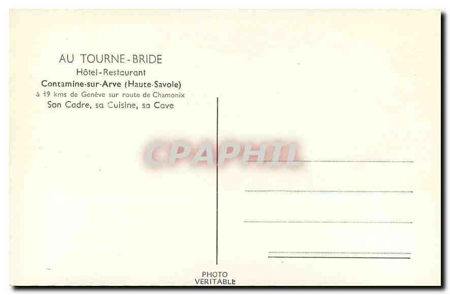 Hôtel-Restaurant Le Tourne-Bride — Contamine-sur-Arve (Haute-Savoie) — Photo Veritable — Verso