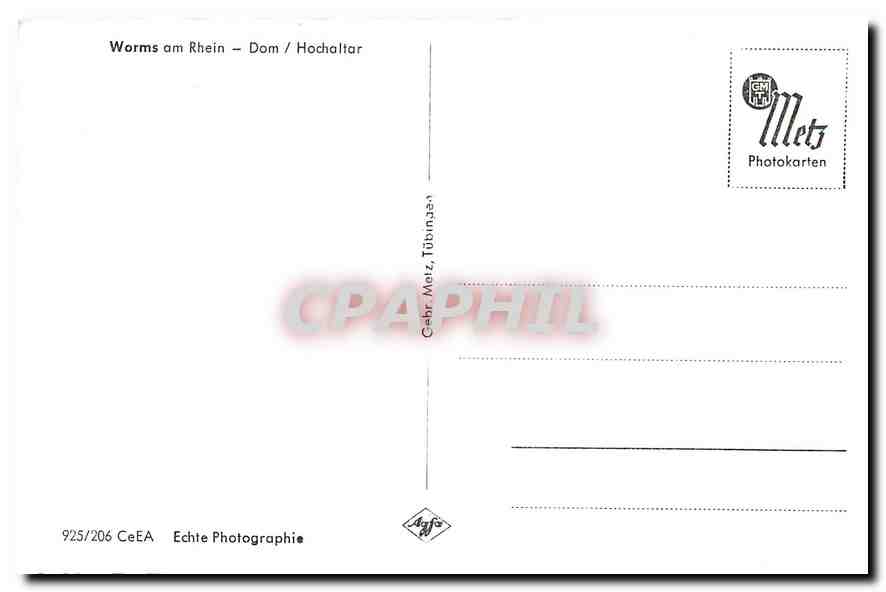 CPM Worms am Rheine Dom Hochaltar  — Rückseite