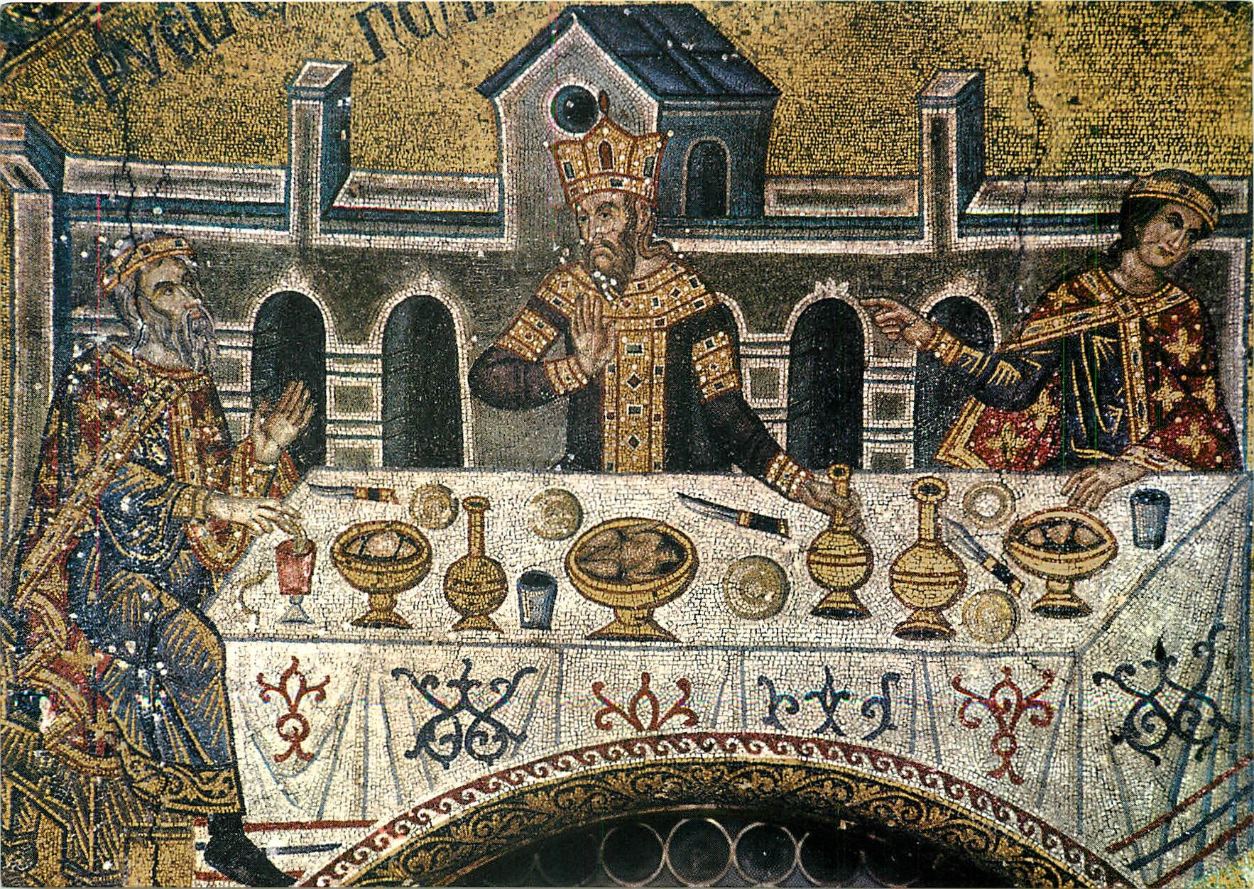 CPM Venezia Basilica di S Marco Battistero Mosaique du XIV Le banquet de Herode 