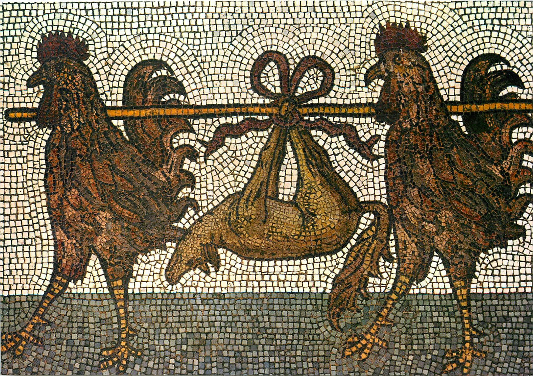 CPM Venezia Basilica di S Marco Mosaique du XII sieclo Deux coqs qui portent un renard 