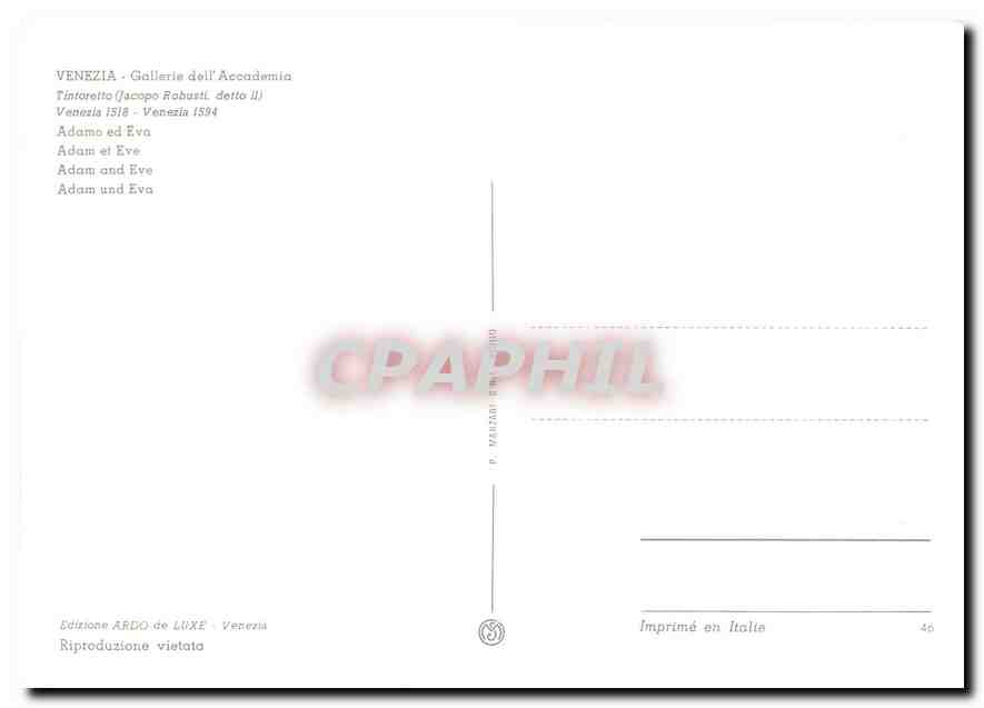 CPM Venezia Gallerie dell Academia Adam und Eva  — Verso