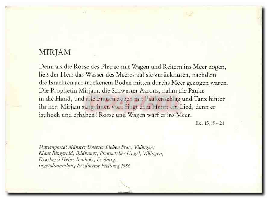 CPM Mirjam Denn als die Rosse des Pharao mit Wagen und Reitern ins Meer zogen  — Verso