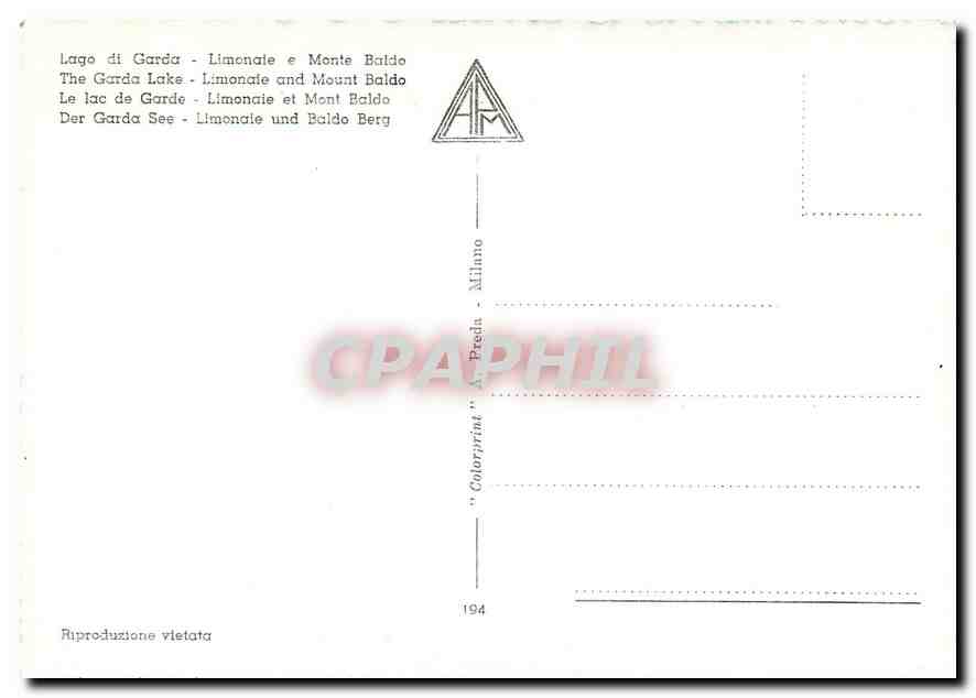 CPM Le lac de Garda Limonaie et Mont Baldo  — Rückseite