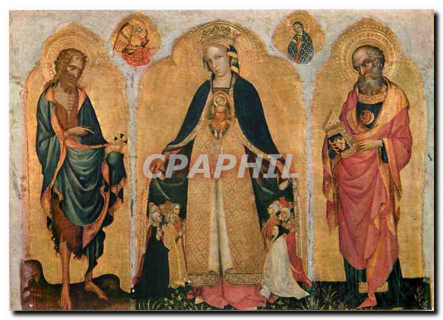 CPM Jacabello del Fiore La vierge de la Misericorde et Saints triptyque 