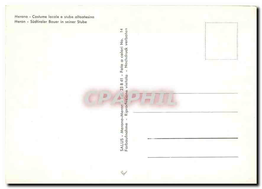 CPM Merano Costume locale e stube altoatesina  — Rückseite