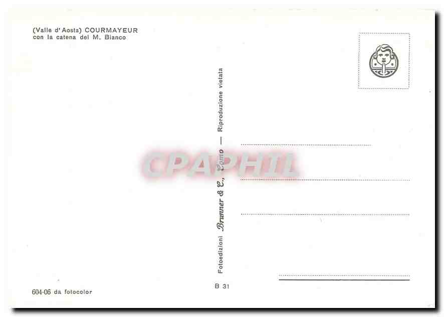 CPM Valle d'Aosta Courmayeur cos la Catena del M Blanc  — Rückseite