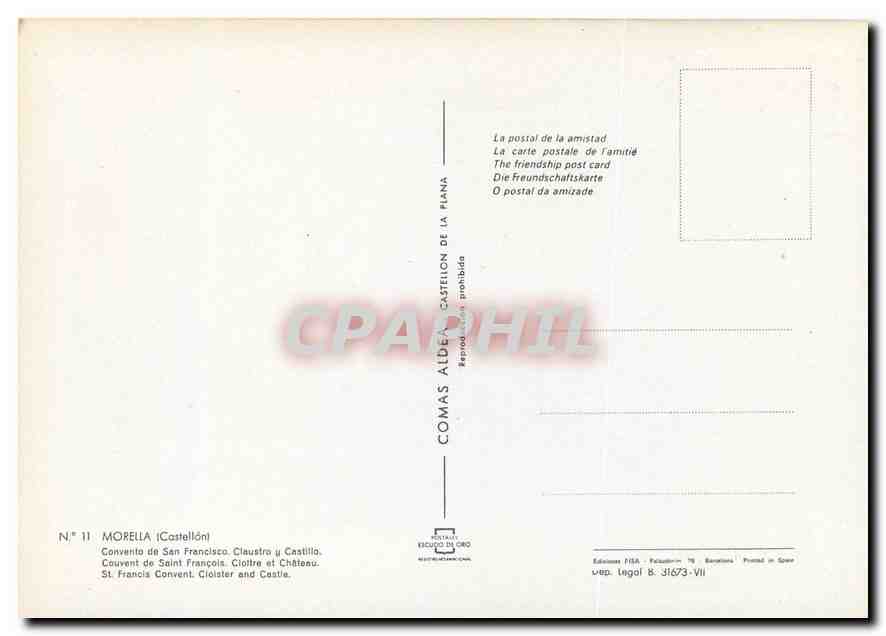 CPM Morella Castellon Couvent de Saint Francois Clostre et Chateaux  — Rückseite