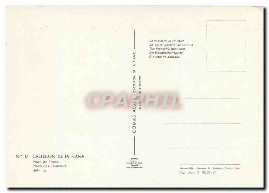 CPM Castellon de la Plana Place des Taureaux  — Rückseite