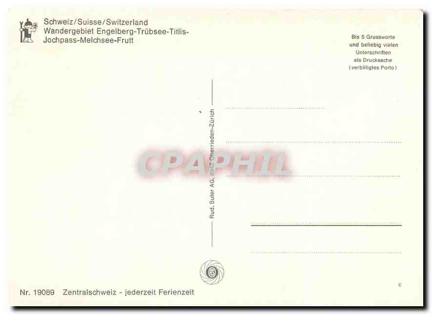 CPM Schweiz Wandergebiet Engelberg Trubsee Titlis Jochpass Melchsee Frutt  — Rückseite