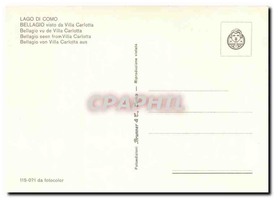 CPM Lago di Como Bellagio vu de Villa Carlotta  — Rückseite