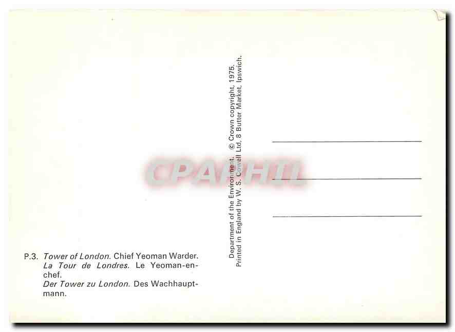 CPM La Tour de Londres Le Yeoman en chef  — Back