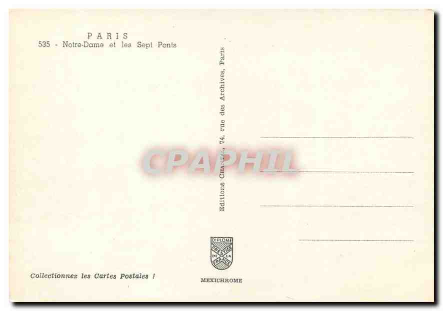 CPM Paris Notre Dame et les Sept Ponts  — Rückseite