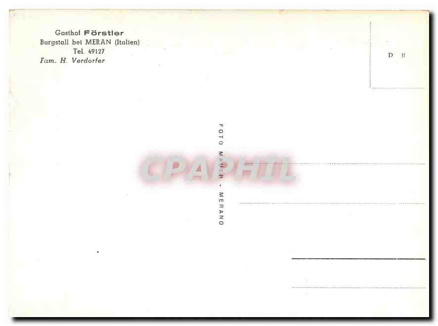 CPM Gasthof Forstler Burgstall bei Meran Italien  — Rückseite