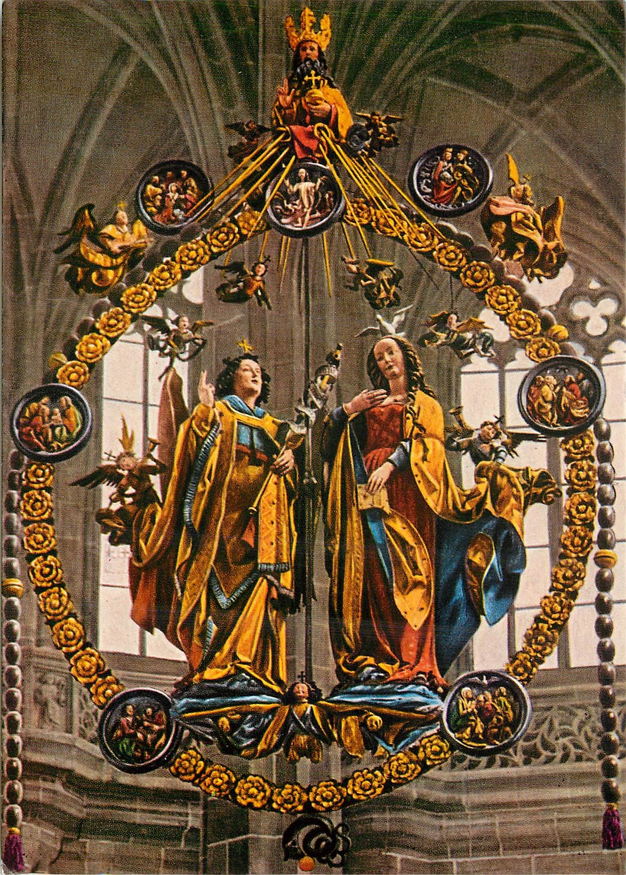 CPM Nurnberg The Annunciation by Velt Stoss in the St Lorenz Church of Nuremberg 