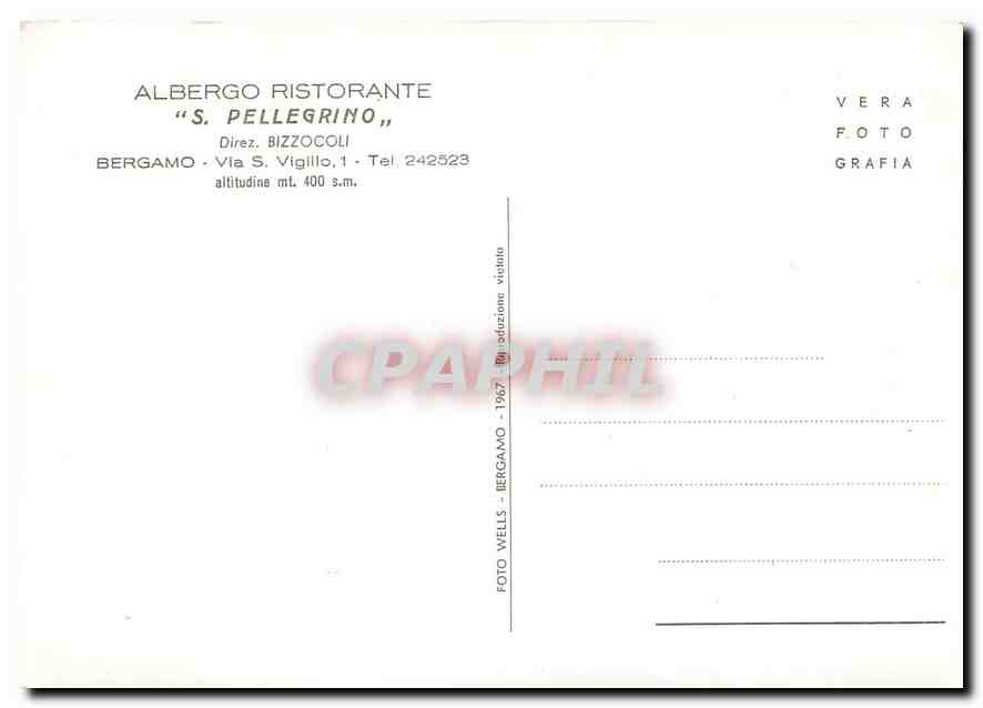 CPM Albergo Ristorante S Pellegrino Calle S Viglio Bergamo  — Rückseite