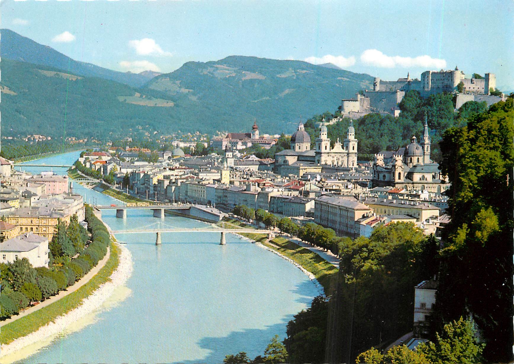 CPM Mozartstadt Salzburg Blick von Mulin mit Salzach 