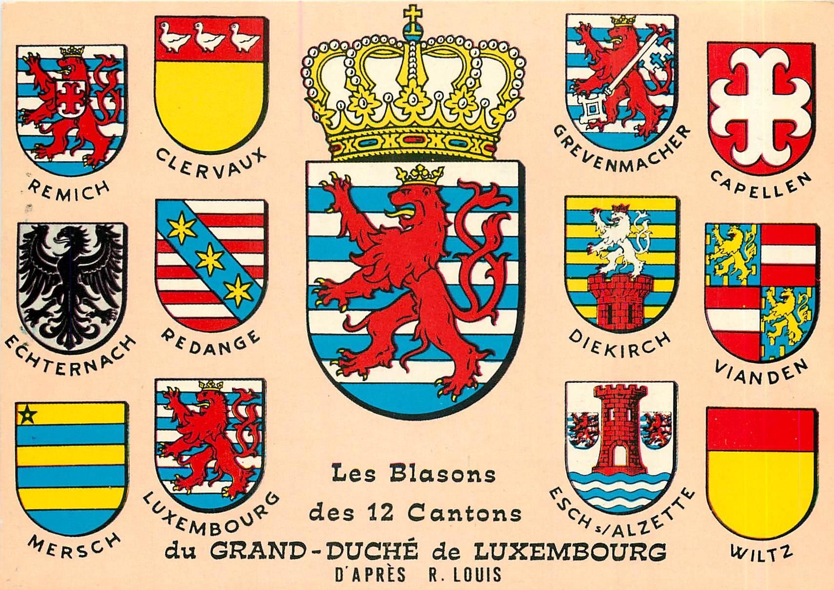 CPM Las Blasons des 12 Cantons du Grand Duche de Luxembourg 