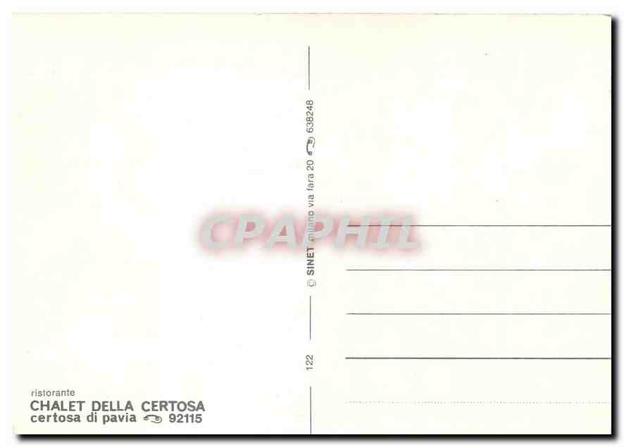 CPM Ristorante Chalet della Certosa Certosa di Pavia  — Rückseite