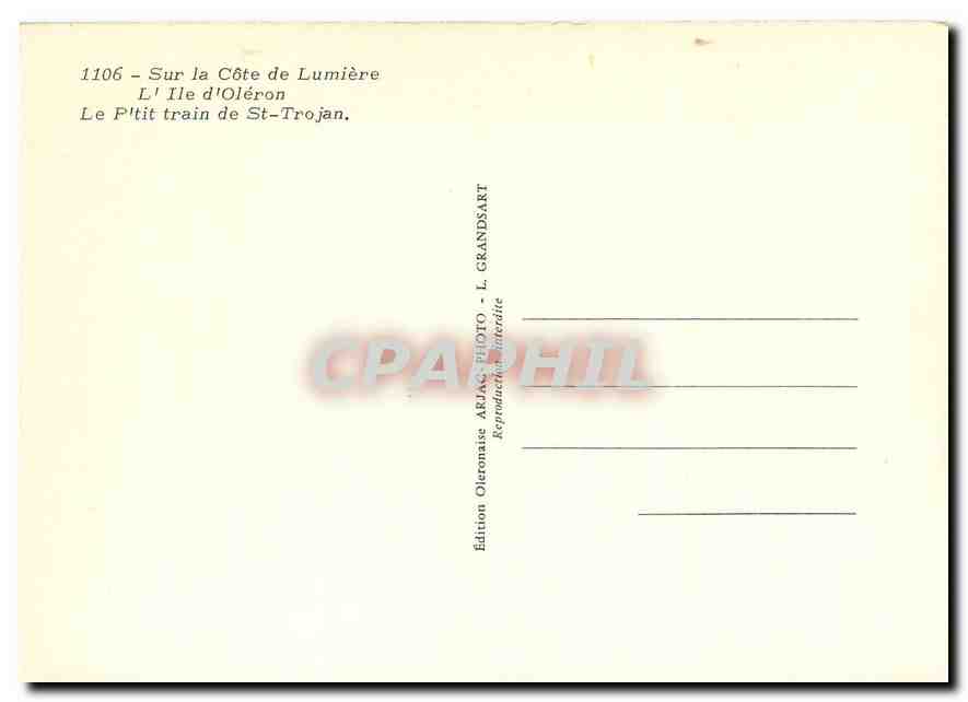 CPM Sur la Cote de Lumiere L'Ile de Oleron Le P'tit train de St Trojan  — Rückseite