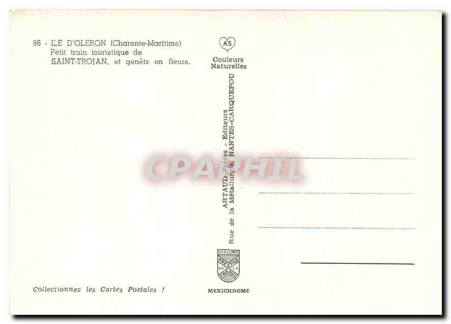 CPM Ile d'Oleron Charente Maritime Petit train touristique de Saint Trojan  — Back