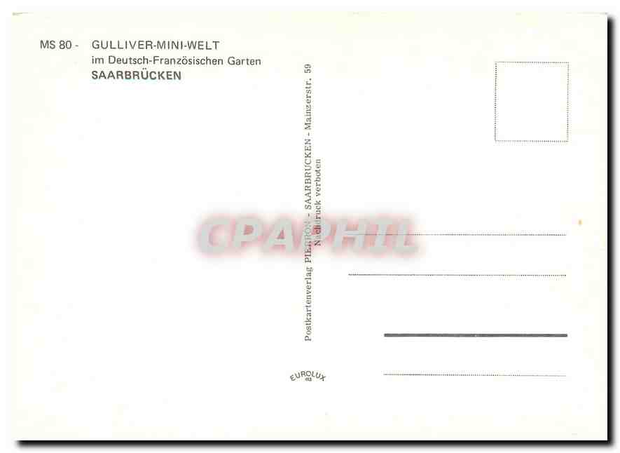 CPM Gulliver mini Welt im Deutsch Franzosischen Garten Saarbrucken  — Back