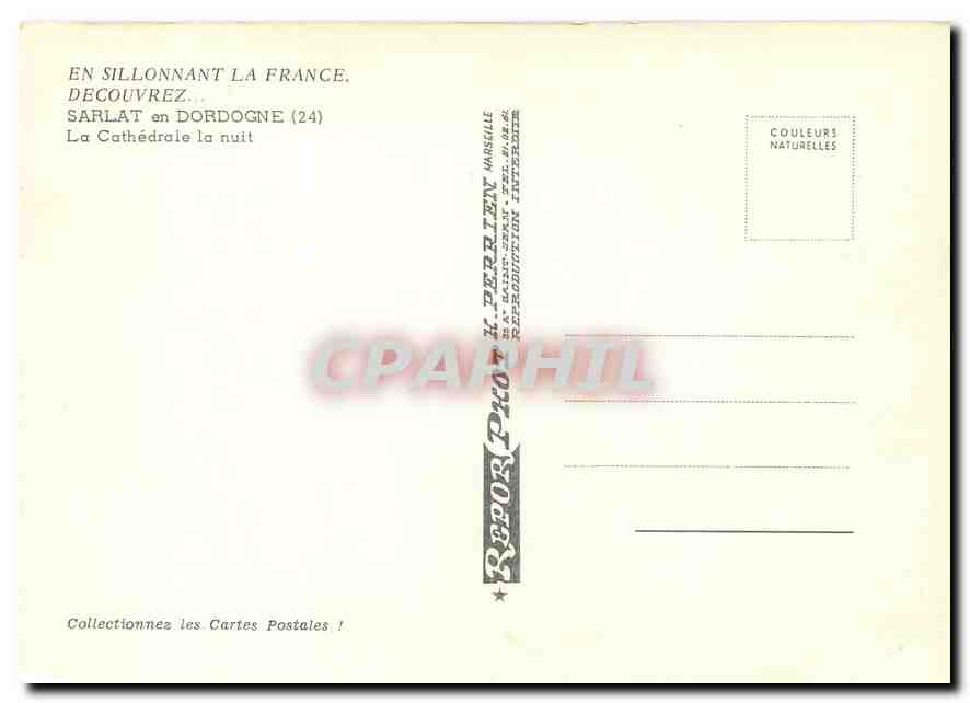 CPM Sarlat en Dordogne La Cathedrale la nuit  — Verso
