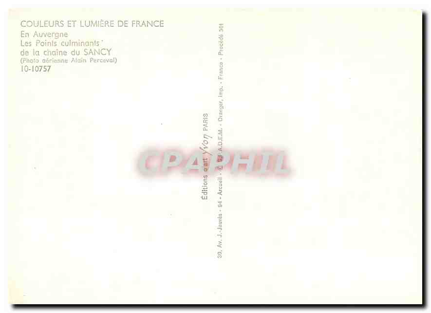 CPM En Auvergne Les Points culminants de la chaine du Sancy  — Rückseite