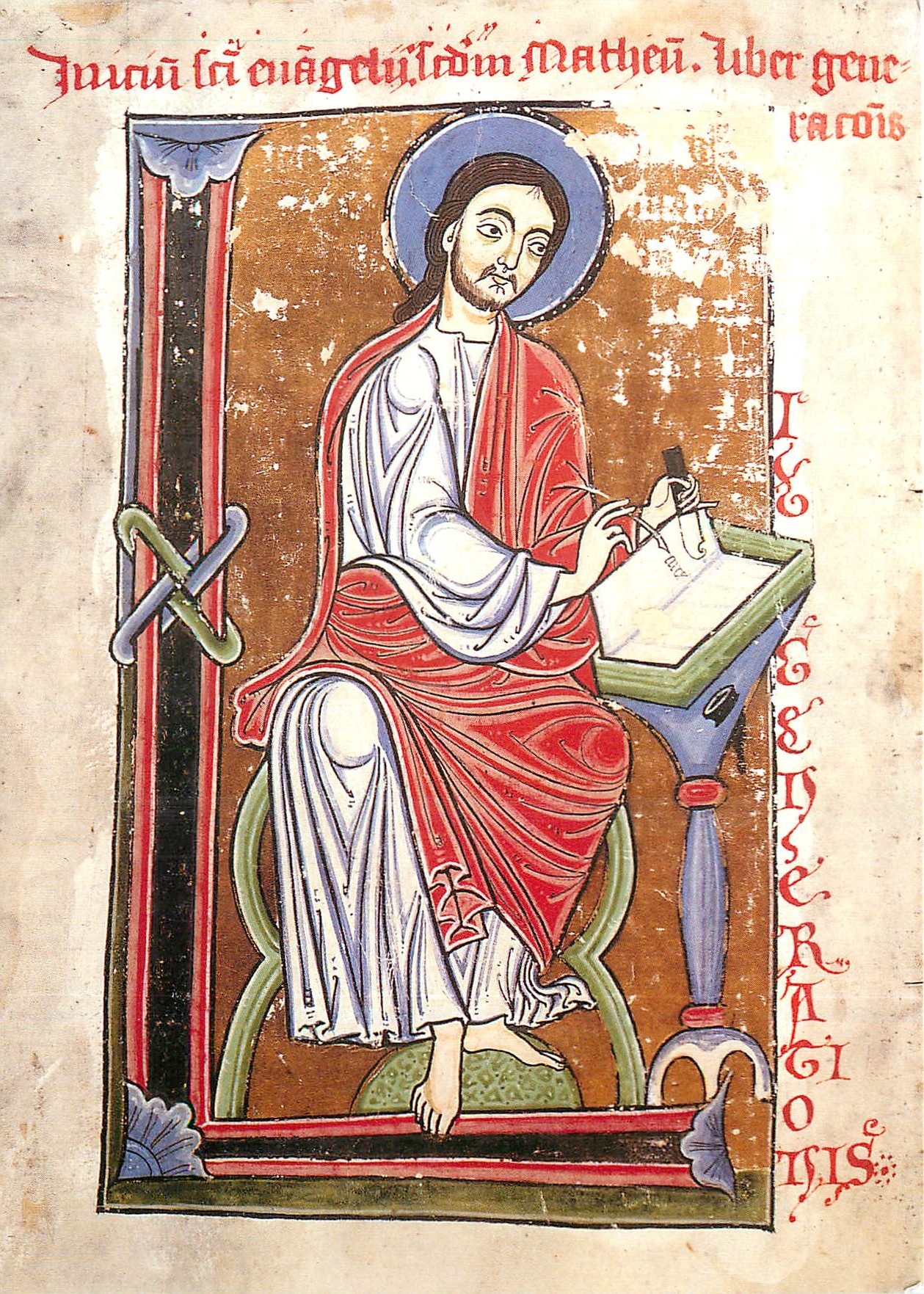 CPM Lettre L'Ornee de Saint Matthieu en attitude de scribe du Moyen Age 