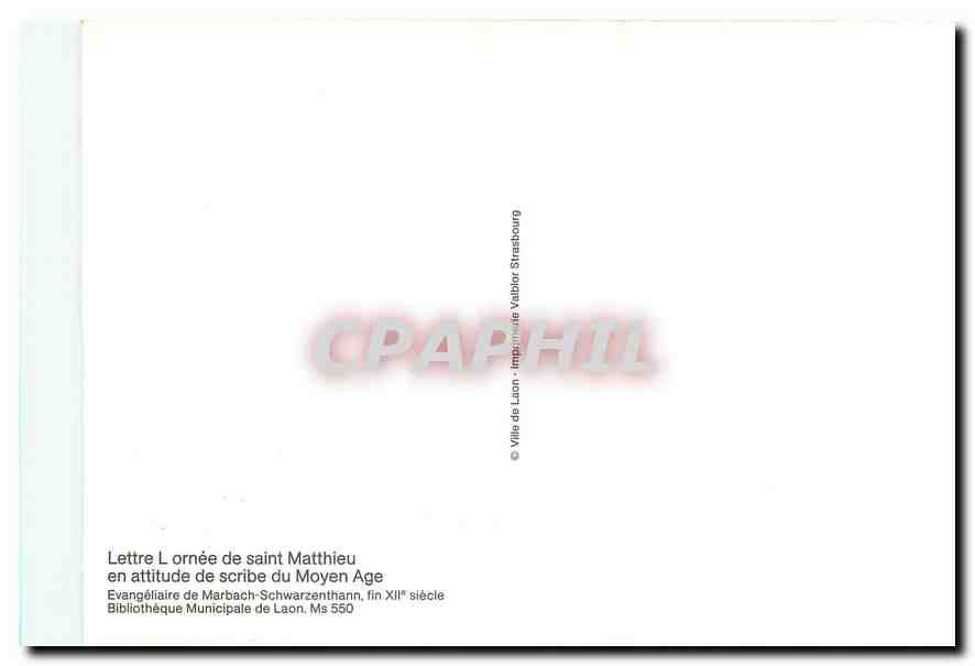 CPM Lettre L'Ornee de Saint Matthieu en attitude de scribe du Moyen Age  — Back
