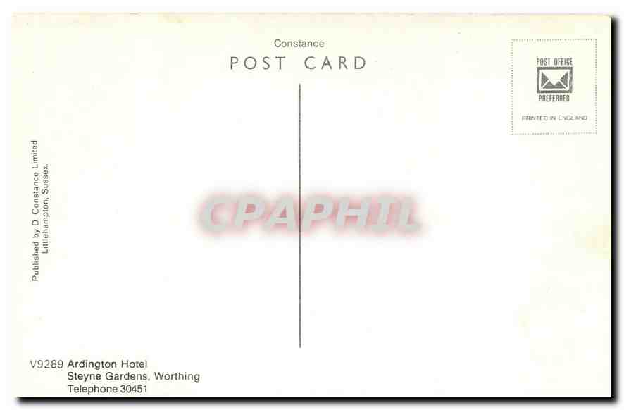 CPM Ardington Hotel Steyne Gardens Worthing  — Rückseite