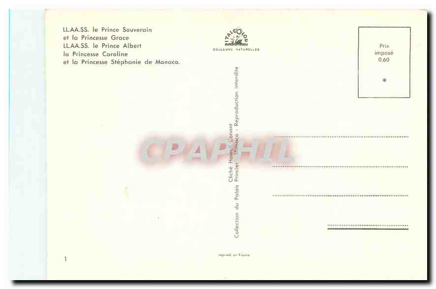 CPM LLAA SS le Prince Souverain et la Princesse Grace LLAA SS le Prince Albert la Princesse Caroline — Rückseite