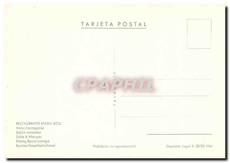 CPM Restaurante Masia Bou Salle a Manger  — Rückseite