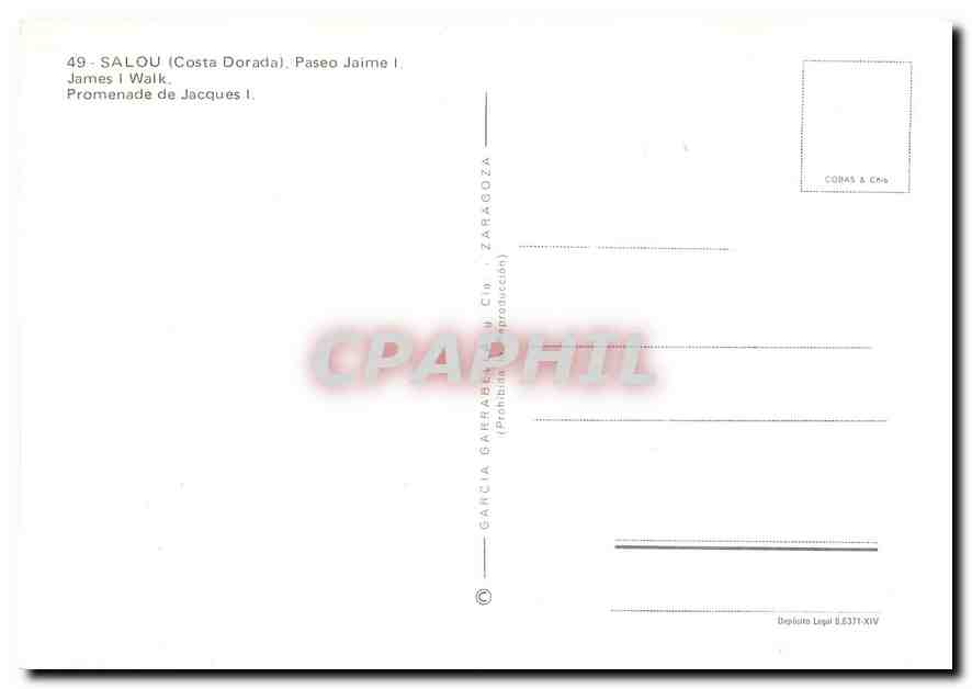 CPM Salou Costa Dorada Paseo Jaime I  — Rückseite