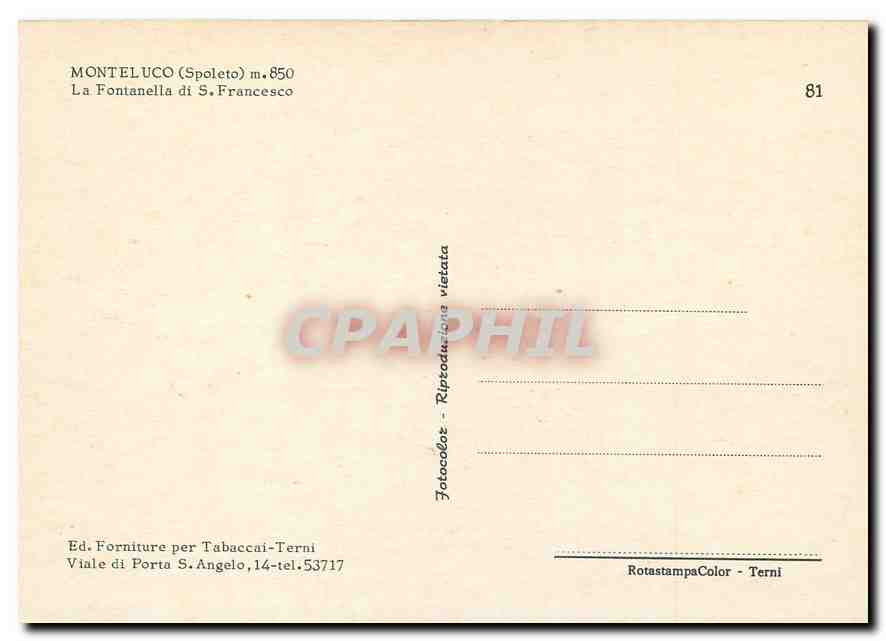 CPM Monteluco Spoleto La Fontanella di S Francesco  — Rückseite