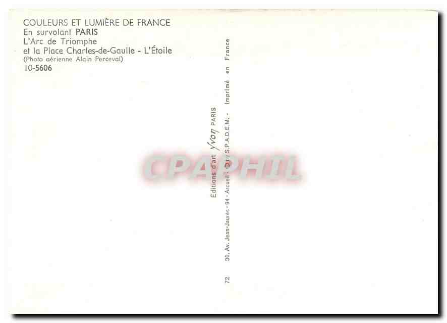 CPM L'Arc de Triomphe et la Place Charles de Gaulle L'Etoile  — Rückseite
