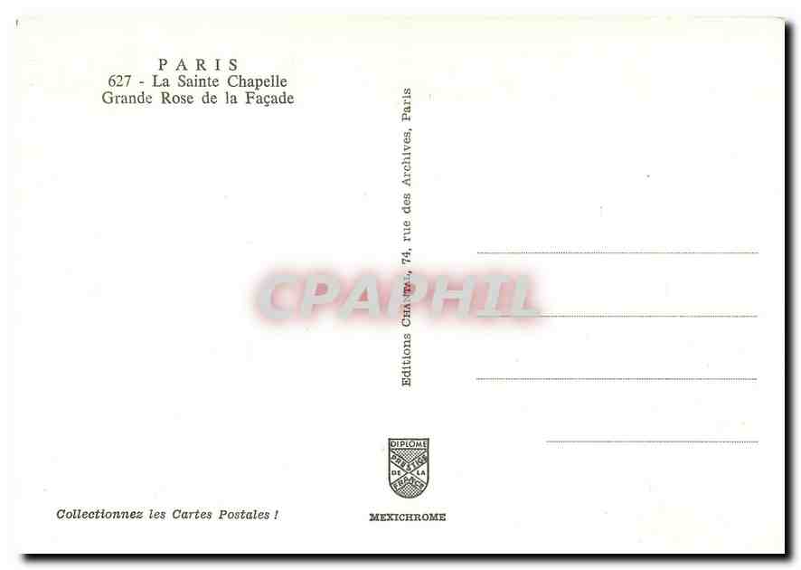 CPM Paris La Sainte Chapelle Grande Rose de la Facade  — Verso