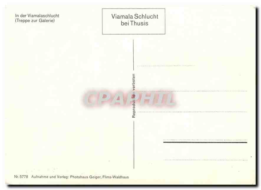 CPM In der Viamalaschlucht Treppe zur Galerie  — Rückseite