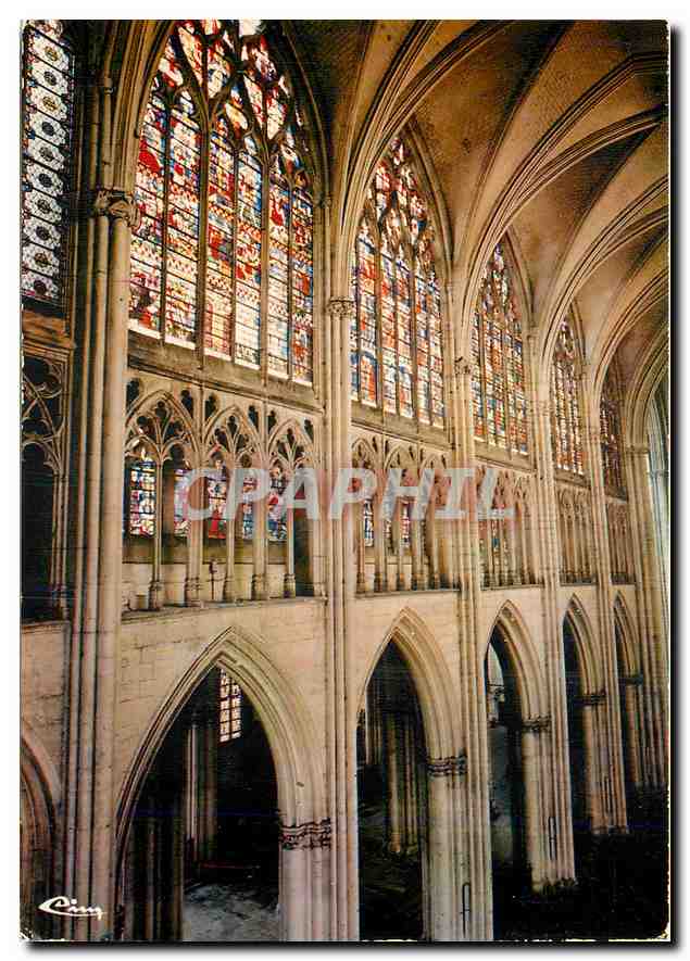 Troyes (Aube) — La cathédrale — Verrières de la nef (15ème s.) — Imprimeur Combier