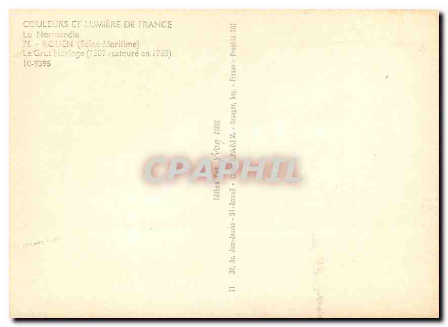 CPM Rouen Seine Maritime Le Gros Horloge  — Verso