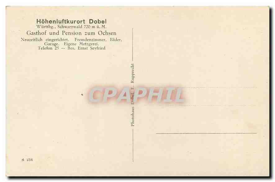 CPM Hohenluftkurort Dobel Gasthof und Pension zum Ochsen  — Rückseite