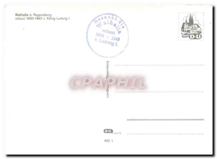 CPM Walhalla Regensburg erbaut 1830 1842 Konig Ludwig I  — Rückseite