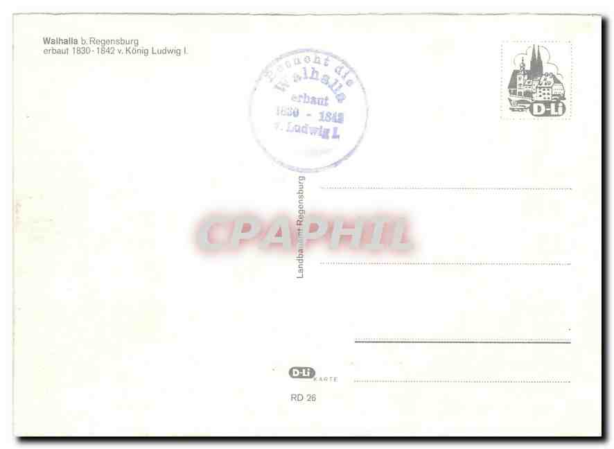 CPM Walhalla Regensburg erbaut 1830 1842 Knoig Ludwig I  — Rückseite