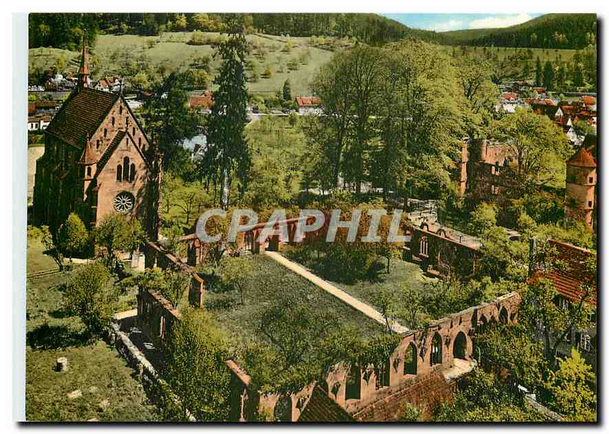 CPM Luftkurort Hirsau im Schwarzwald Klosterkirche mit Jagdschloss vom Eulenturm gesehen 