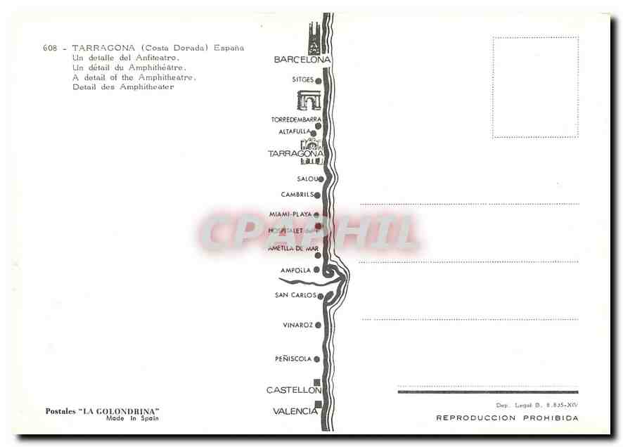 CPM Tarragona Costa Dorada Espana Un detail du Amphitheatre  — Rückseite
