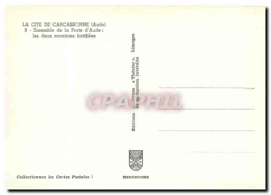 Carcassonne — Ensemble des deux enceintes fortifiées — Editions Mexichrome, Limoges — Achterkant