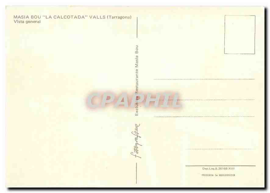 CPM Masia Bou La Calcotada Valls Tarragona Vista general  — Rückseite
